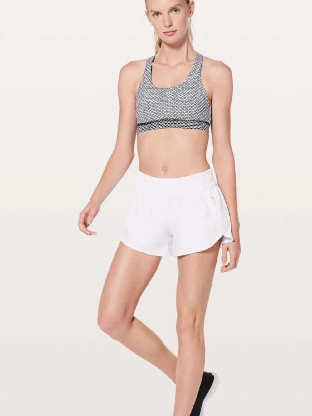 Lululemon Time To Sweat Bra Monochromic White /  Black Black  Sports Bra 6